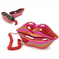 Novedoso teléfono en forma de labios turgentes y sensuales, en color rojo. Regalo original y sorprendente. 